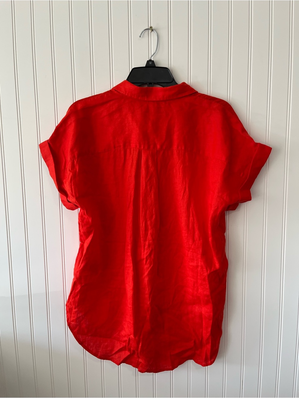 Lauren Ralph Lauren Bright Orange Short-Sleeve Linen Button-Up - Picture 5 of 5